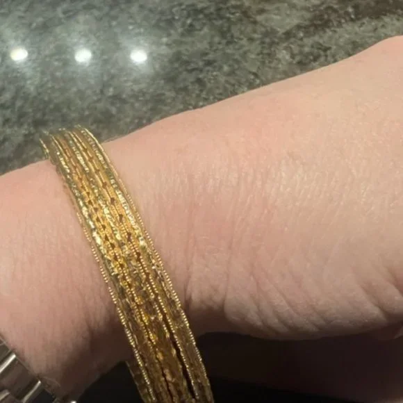 Set of 3 Gold Filled Stsckable Bangle Bracelets - Picture 4 of 4